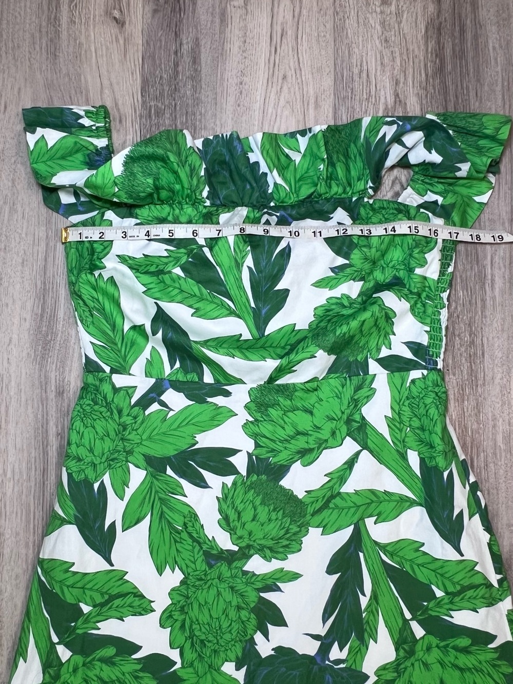 Hyacinth House Green Dandelion Floral Off-The Shoulder Giselle Dress Size M - Picture 9 of 15